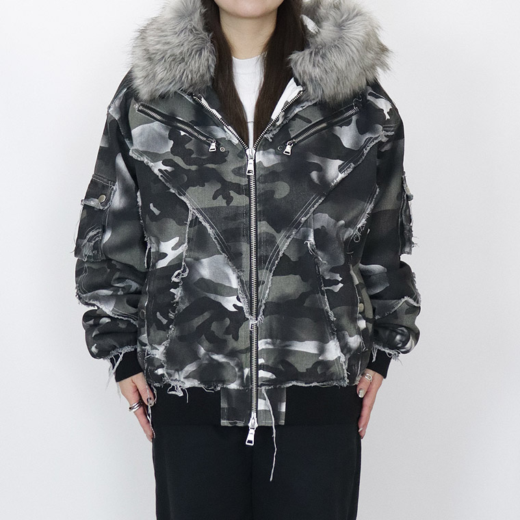 【P.N UNDERGROUND】ファー脱着スプレーフードブルゾン