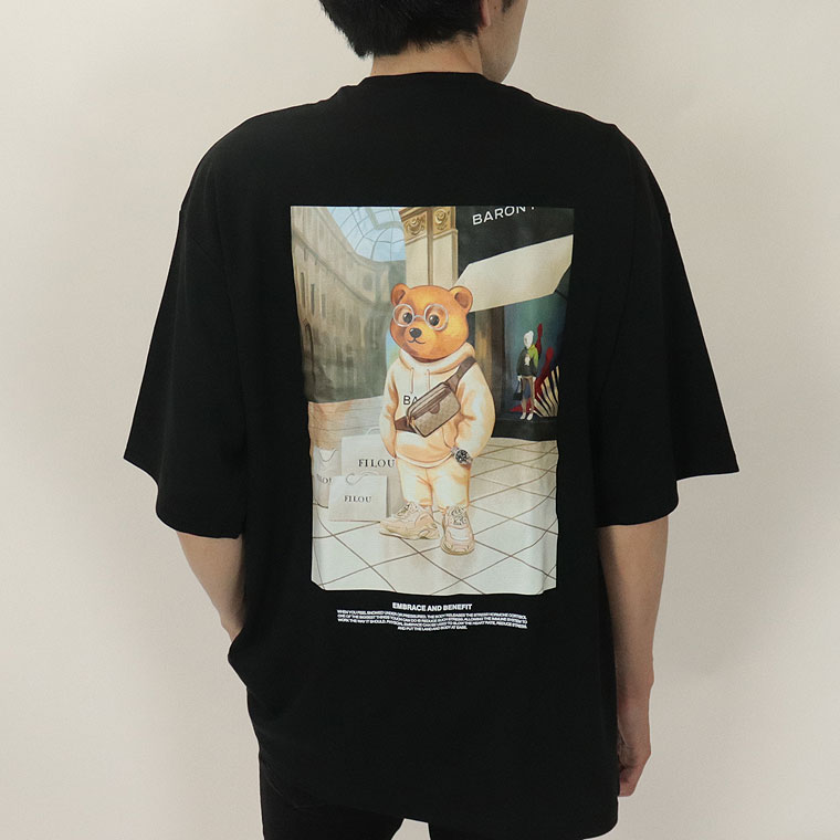 SALE【SOE】ベアバックプリント半袖Tシャツ