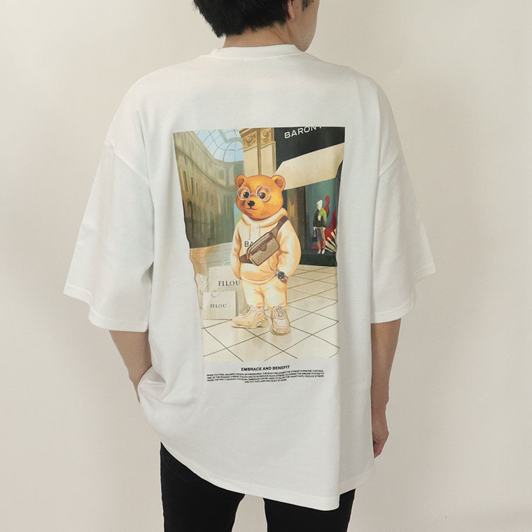 SALE【SOE】ベアバックプリント半袖Tシャツ