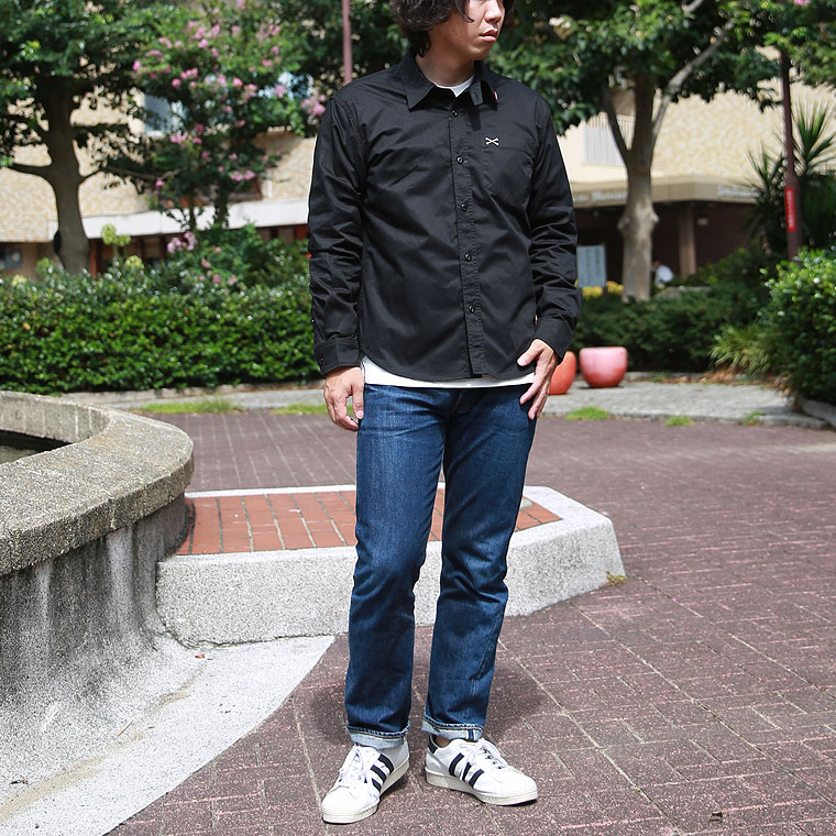 【VANSON】ワンポイントツイルシャツ