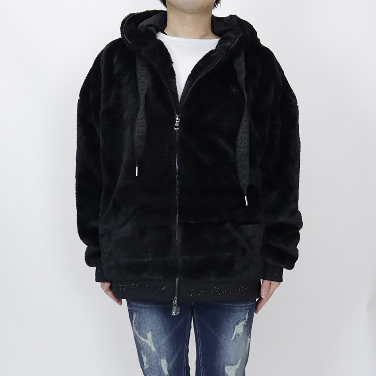 【1PIU】ラインストーンロゴファーブルゾン