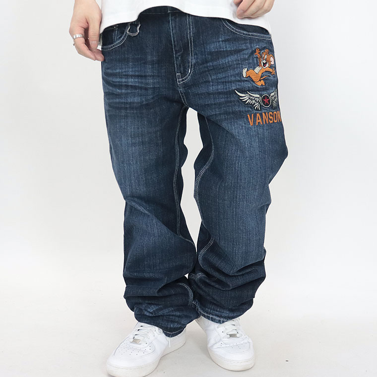 【TOM&JERRYコラボ】刺繍デニムパンツ フライングスター
