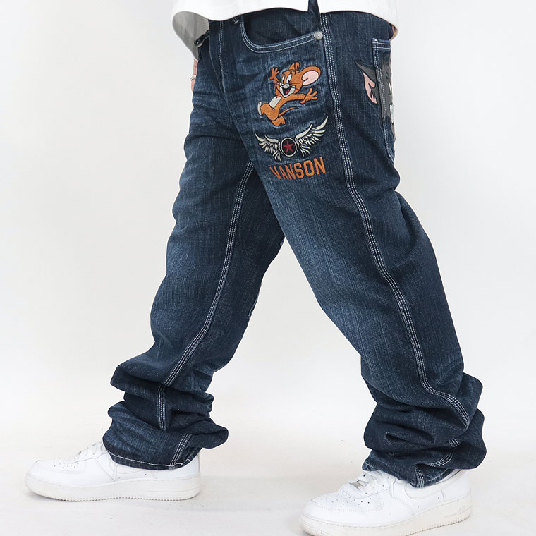 【TOM&JERRYコラボ】刺繍デニムパンツ フライングスター