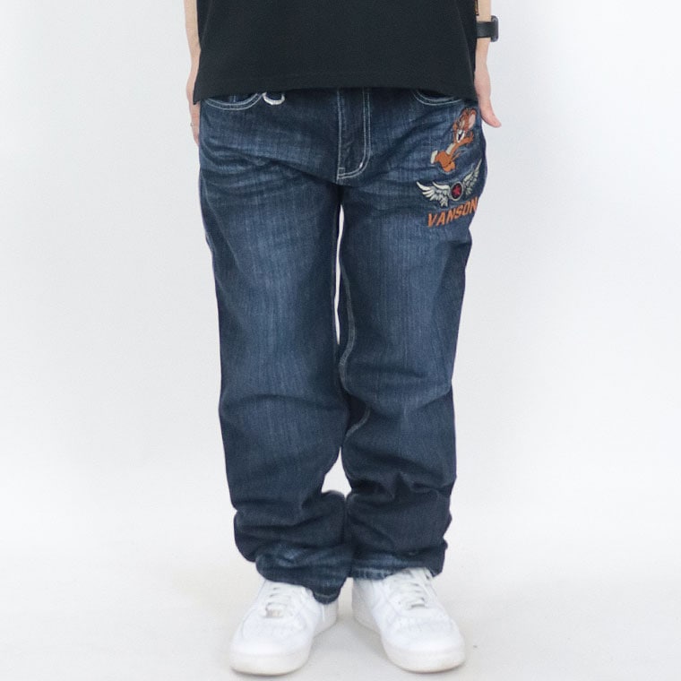 【TOM&JERRYコラボ】刺繍デニムパンツ フライングスター