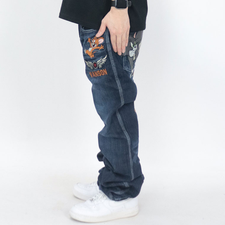 【TOM&JERRYコラボ】刺繍デニムパンツ フライングスター