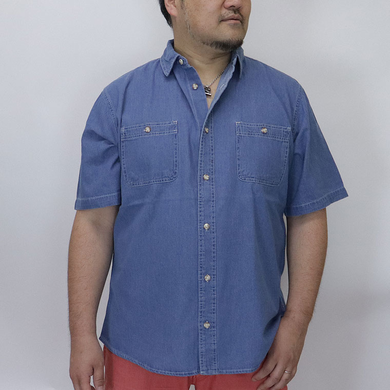 【大きいサイズ】デニム半袖シャツ