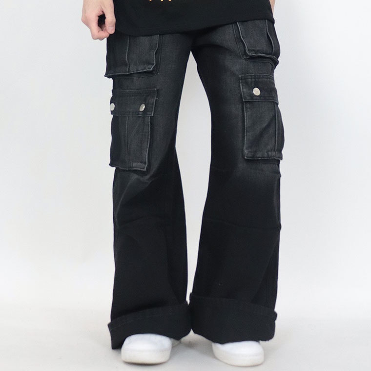 【試着のみ】ダブルポケットワッシャーカーゴパンツ ベーシックライン】ダブルポケットワッシャーカーゴパンツ
