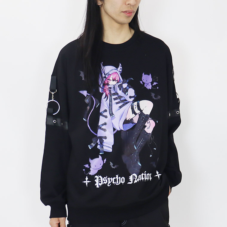【PSYCHONATION】 『寝田ルネコラボ』デビルイラストBIGシルエットトレーナー