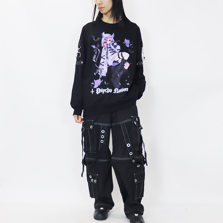 【PSYCHONATION】 『寝田ルネコラボ』デビルイラストBIGシルエットトレーナー