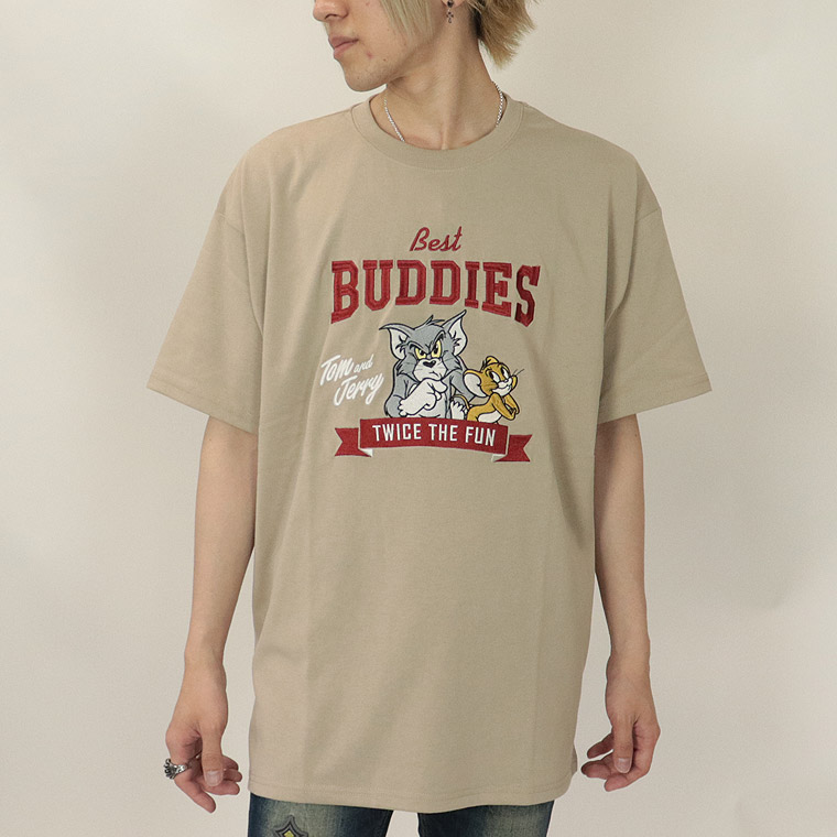 夏物セール【TOM and JERRY (トムとジェリー)】総刺繍/半袖Ｔシャツ (ペアルック・アメカジ系)