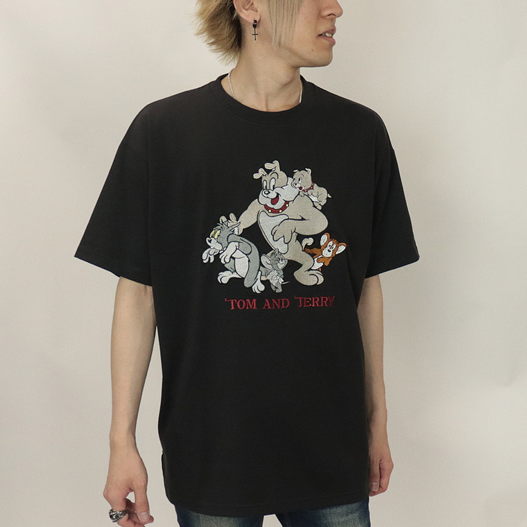夏物セール【TOM and JERRY (トムとジェリー)】総刺繍/半袖Ｔシャツ (ペアルック・アメカジ系)