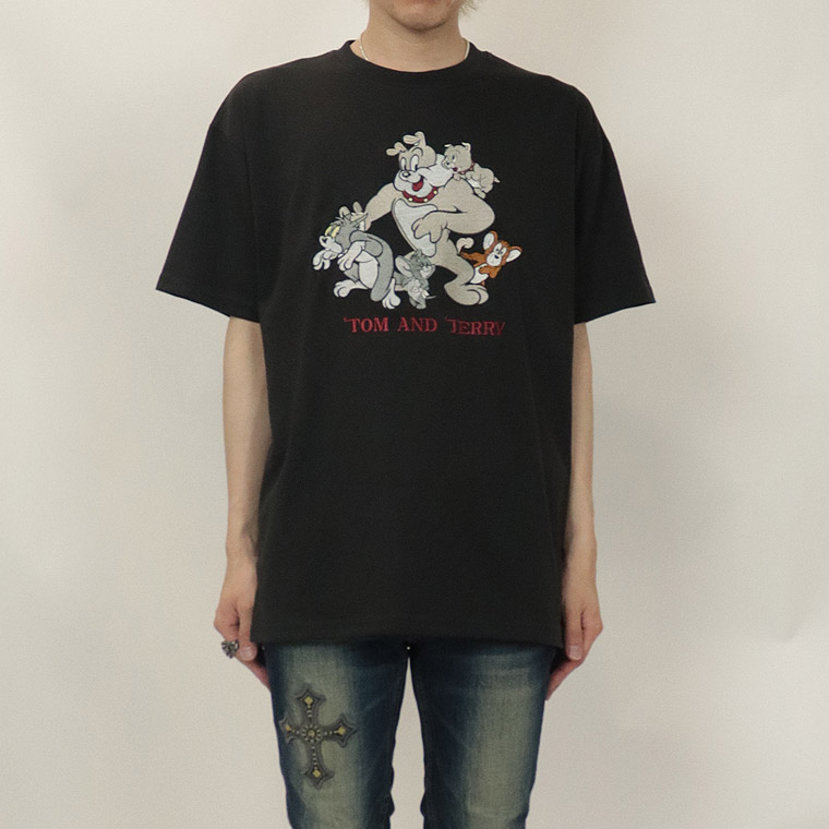 夏物セール【TOM and JERRY (トムとジェリー)】総刺繍/半袖Ｔシャツ (ペアルック・アメカジ系)