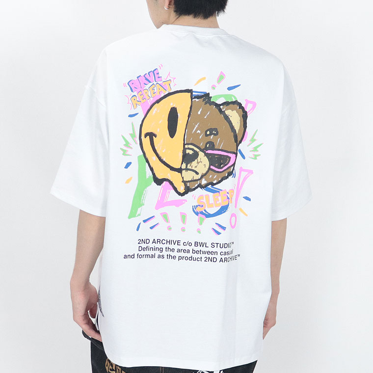 【2ND ARCHIVE】スマイルベアーバックプリント半袖Tシャツ