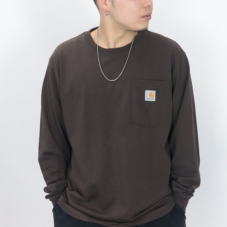 【CARHARTT】　ポケット付きロングスリーブロゴTシャツ【ペア対応】