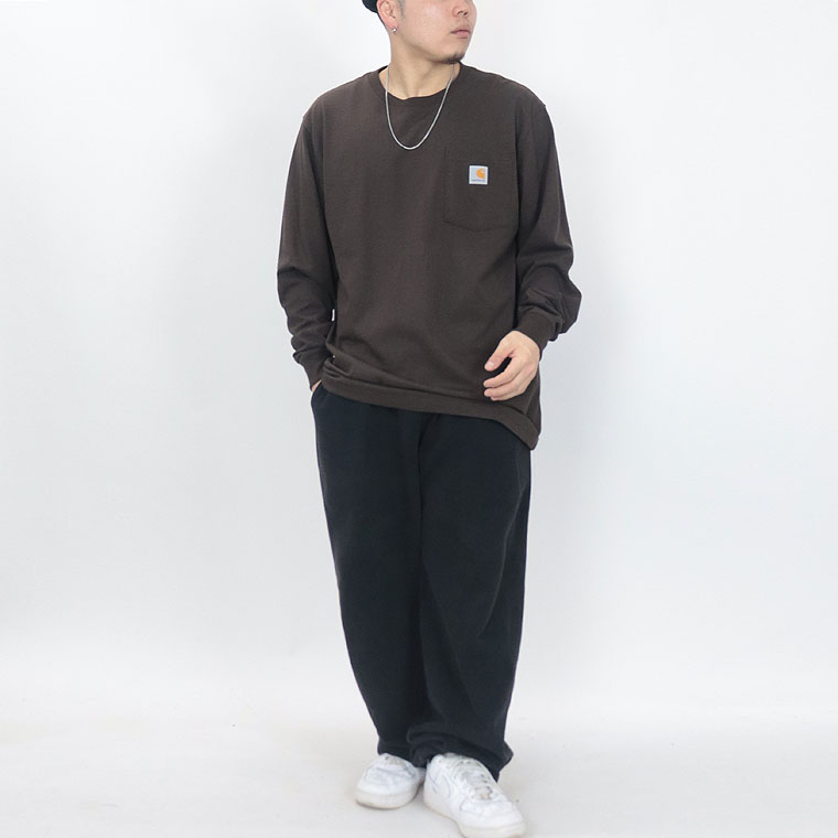【CARHARTT】　ポケット付きロングスリーブロゴTシャツ【ペア対応】