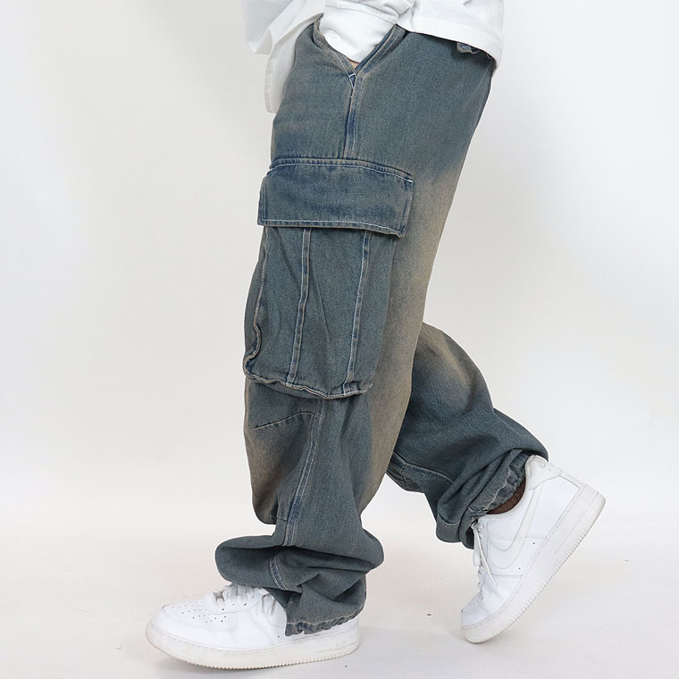 ビンテージ加工ワイドカーゴパンツ