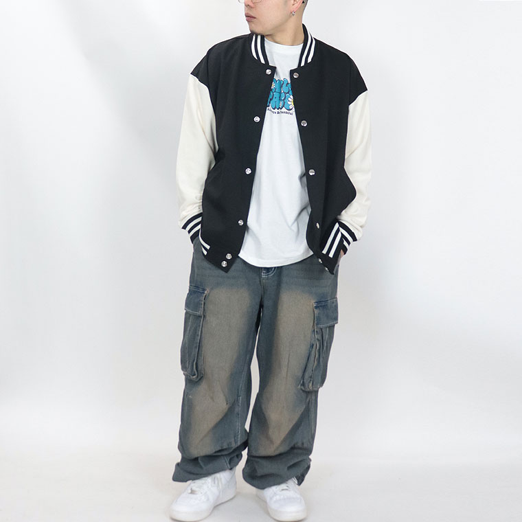 ビンテージ加工ワイドカーゴパンツ