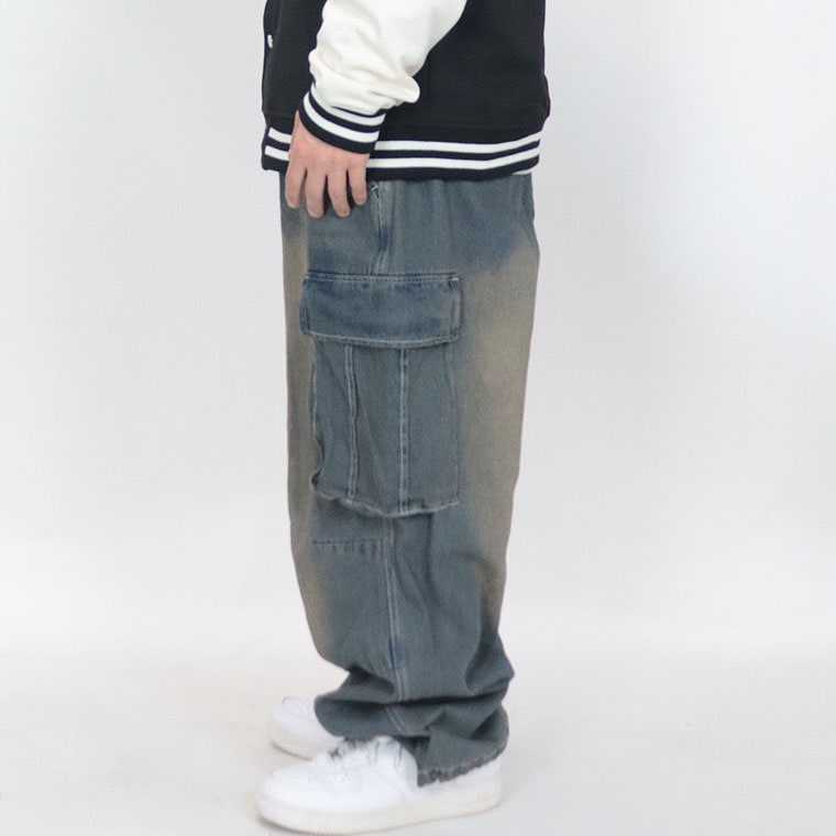 ビンテージ加工ワイドカーゴパンツ