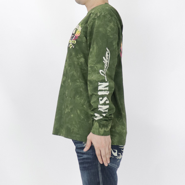 【VANSON】天竺長袖Tシャツ ファイヤースカル