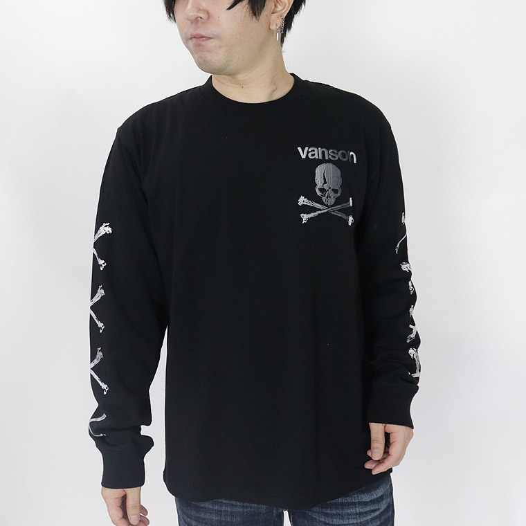 【VANSON】天竺ロンTEE グラデーションスカル