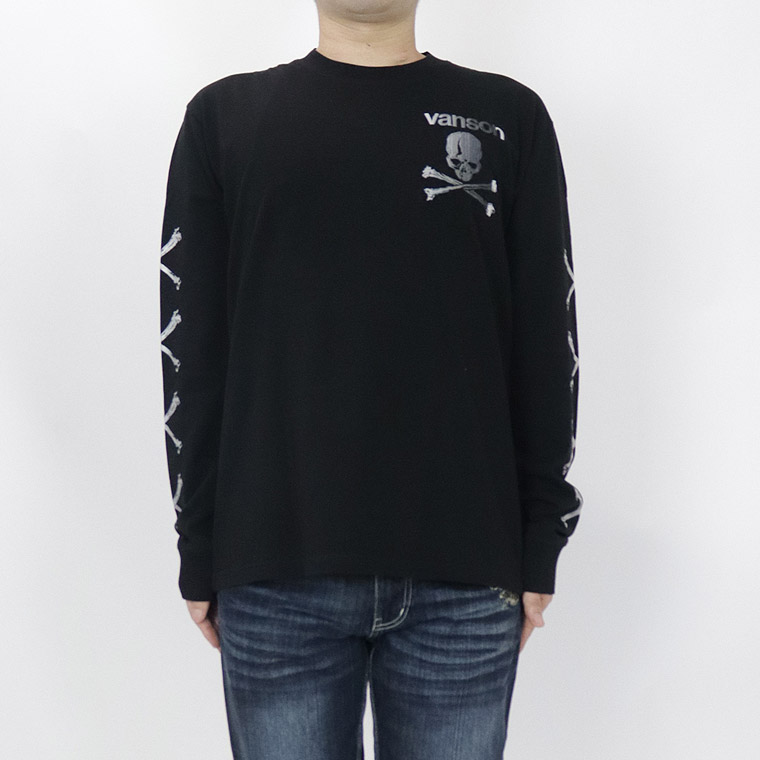 【VANSON】天竺ロンTEE グラデーションスカル