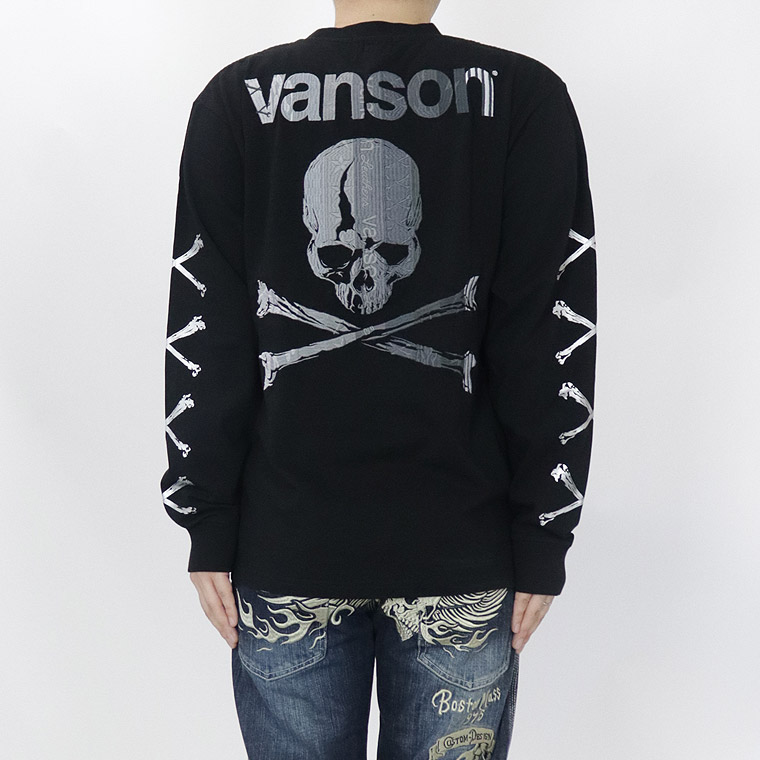 【VANSON】天竺ロンTEE グラデーションスカル