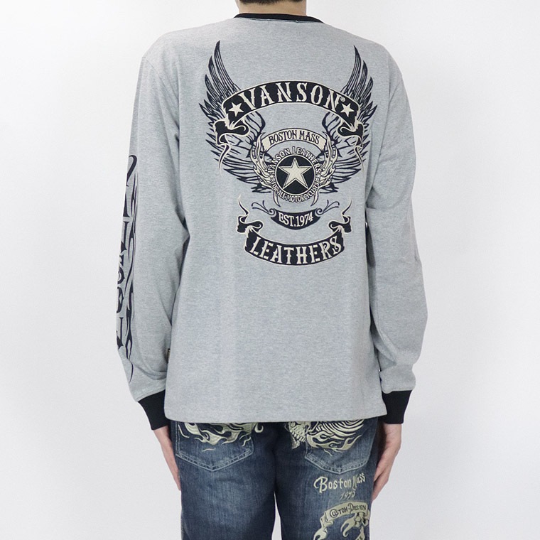 【VANSON】天竺長袖Tシャツ フライングスター