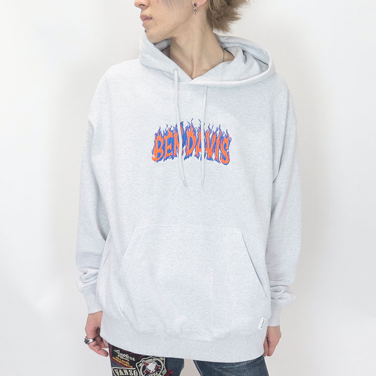 2024春物新作【BEN DAVIS(ベンデイビス)】刺繍プリント裏毛パーカー(ペアルック・アメカジ系)