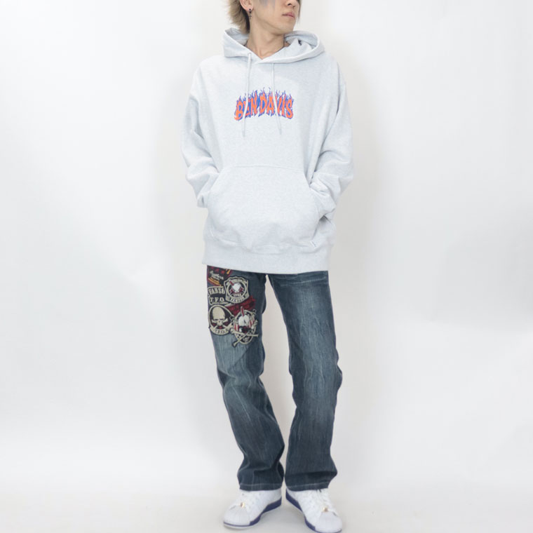 2024春物新作【BEN DAVIS(ベンデイビス)】刺繍プリント裏毛パーカー(ペアルック・アメカジ系)