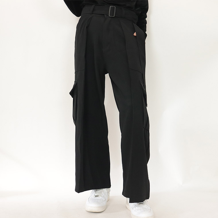 ＼数量限定１５％ＯＦＦ／　ベルト付きワイドカーゴスラックスパンツ