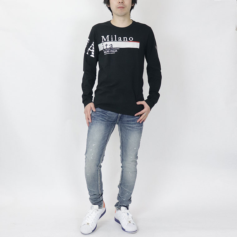 Milanoフロントプリント長袖Tシャツ