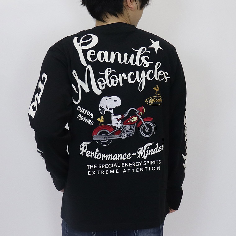 【SNOOPYコラボ】バイカー刺繍スヌーピー長袖Tシャツ