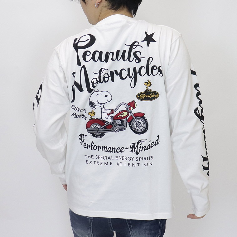 【SNOOPYコラボ】バイカー刺繍スヌーピー長袖Tシャツ