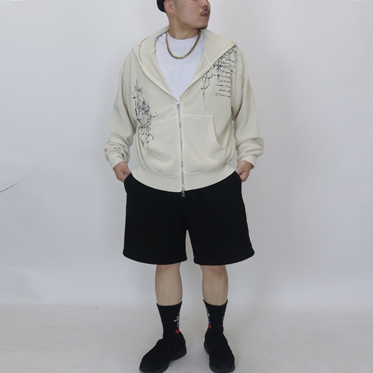 ワッフルプリントZIPパーカー