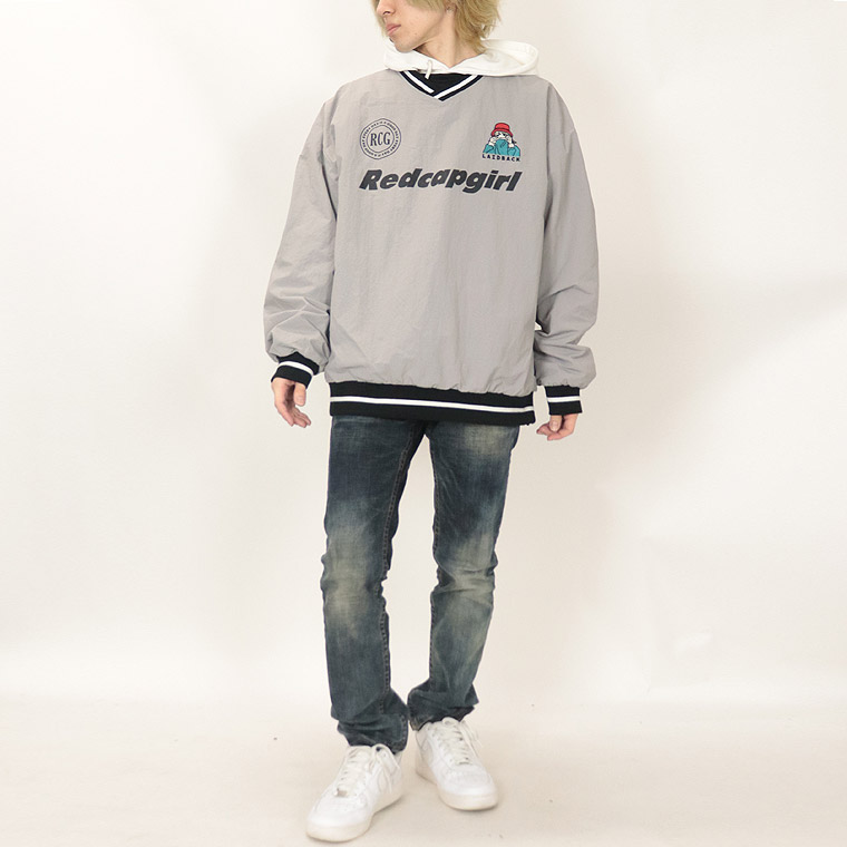５５%OFFセール春物売り尽くし【RED CAP GIRL】ゲームTシャツ ワンポイント刺繍 プリント/長袖 ナイロン (ペアルック・エモ系・ストリート系)