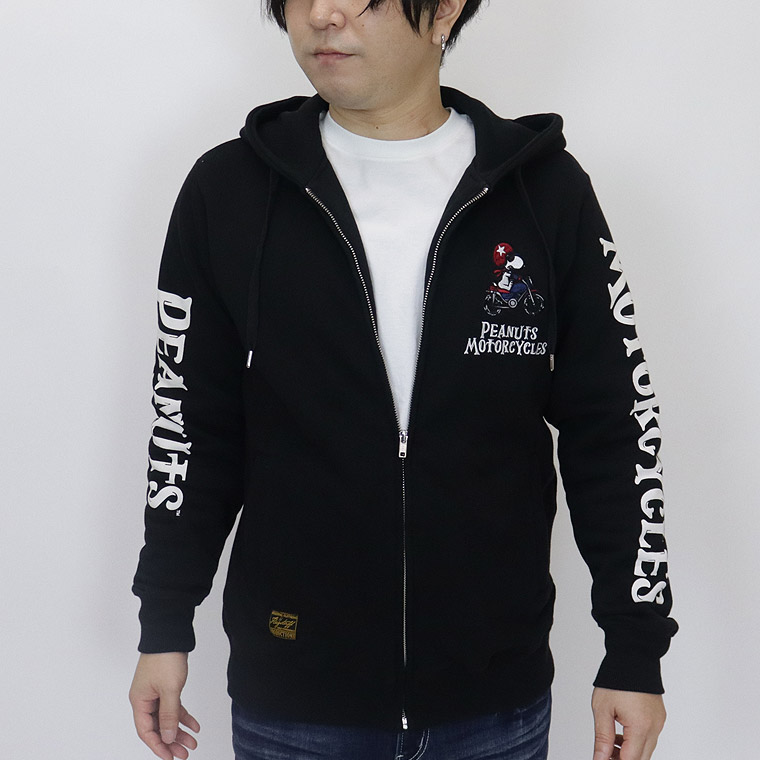 【SNOOPYコラボ】モーターサイクル刺繍スヌーピーZIPパーカー