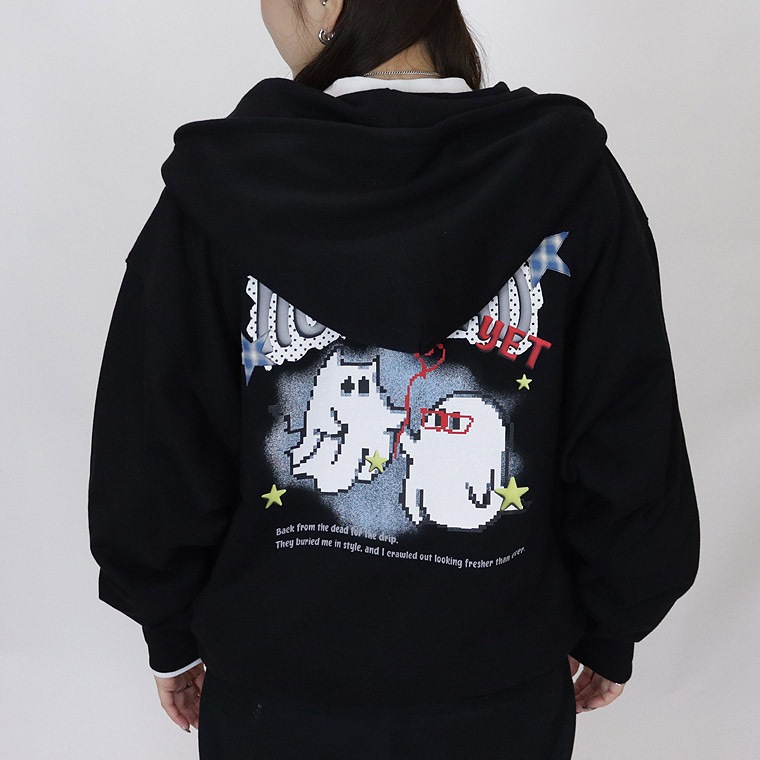 ゴーストデジタルプリントZIPパーカー