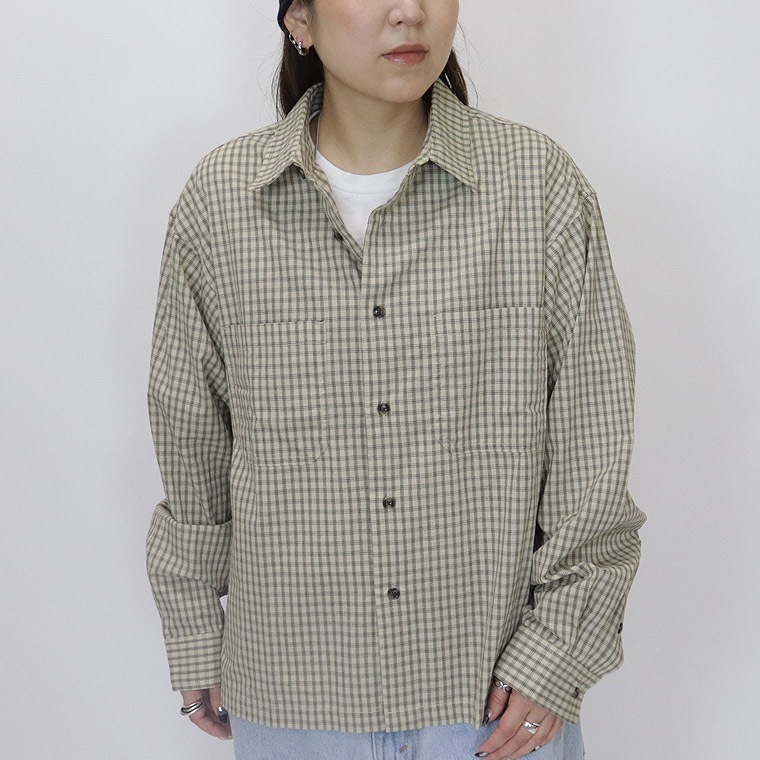 小格子チェックショートレングス長袖シャツ