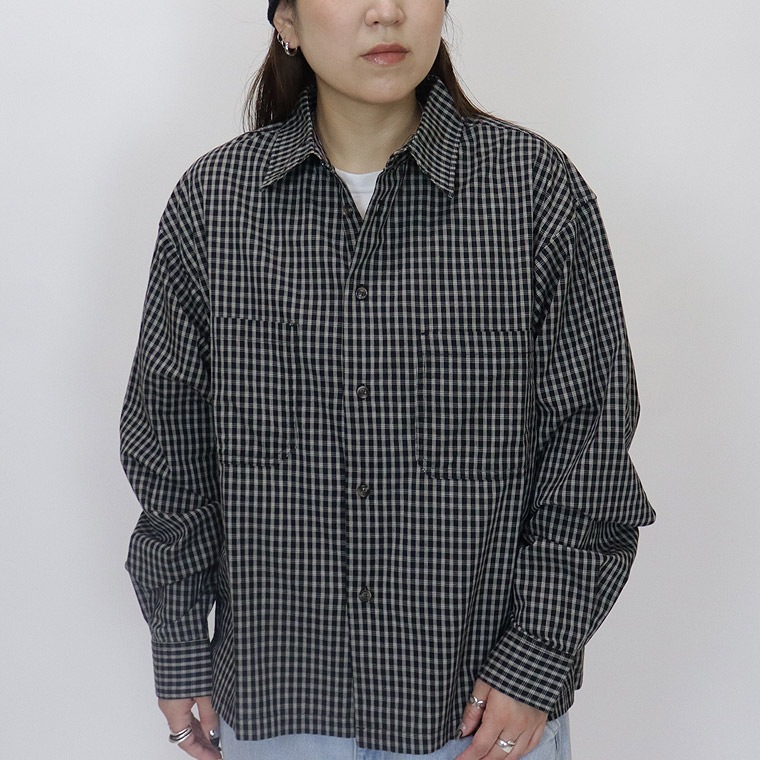 小格子チェックショートレングス長袖シャツ