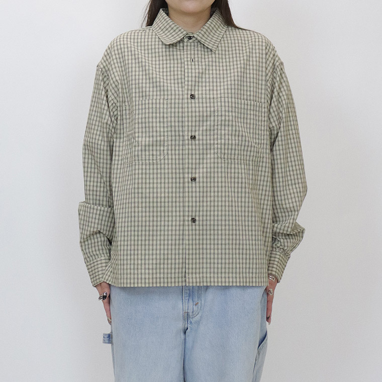 小格子チェックショートレングス長袖シャツ