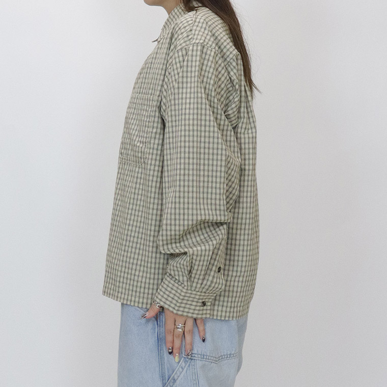 小格子チェックショートレングス長袖シャツ