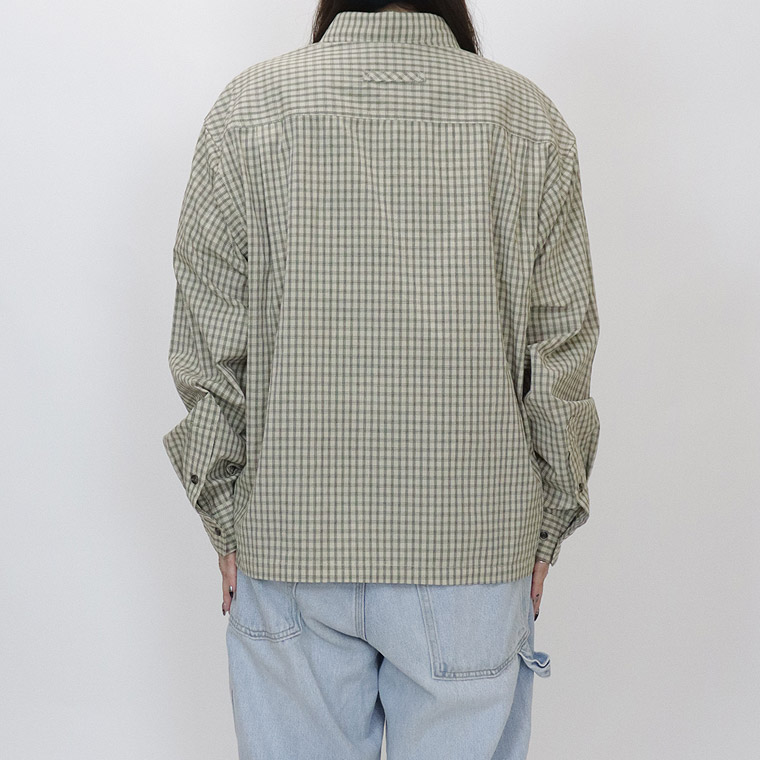 小格子チェックショートレングス長袖シャツ