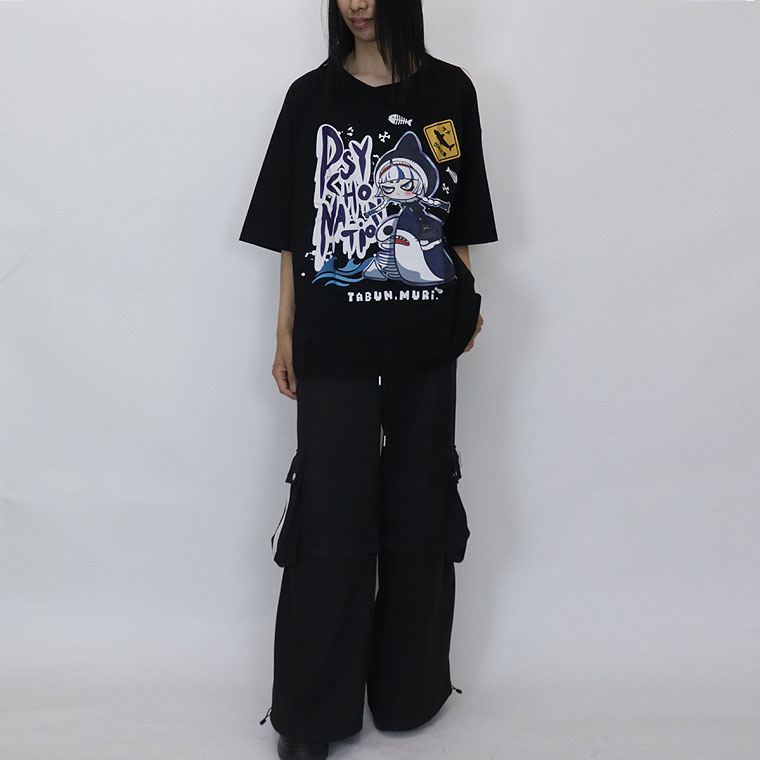 【PSYCHONATION】『たぶん、無理。コラボ』鮫島サメ子BIGシルエットTシャツ