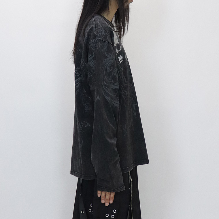 ＼数量限定２０％ＯＦＦ／【PSYCHONATION】スカルクロスプリントBIGシルエット長袖Tシャツ