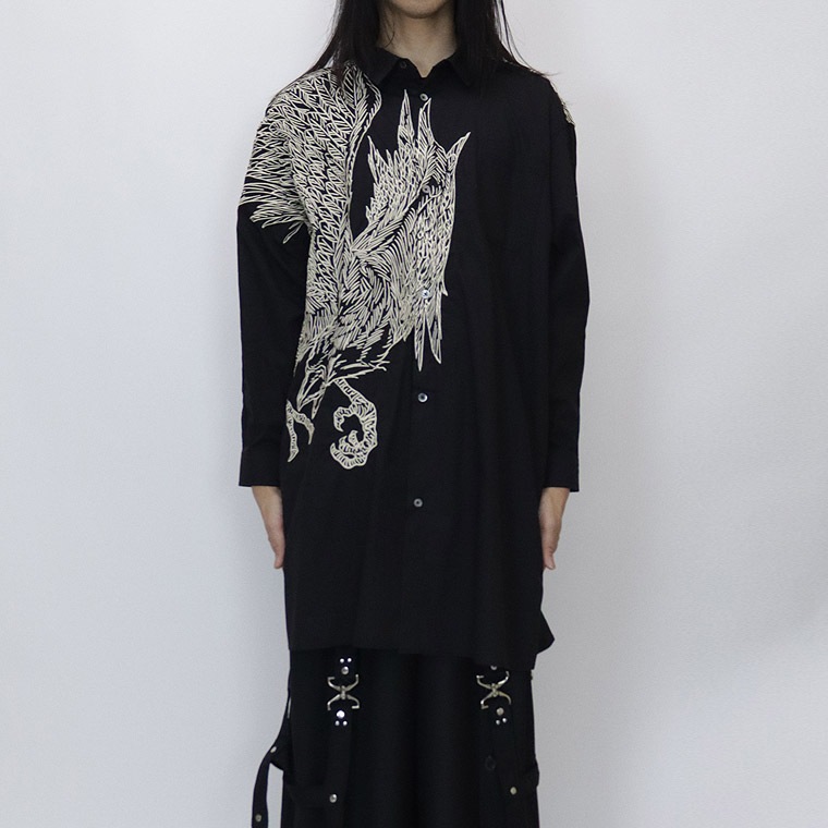 【濁-DAKU-】CROW総刺繍ロング丈シャツ