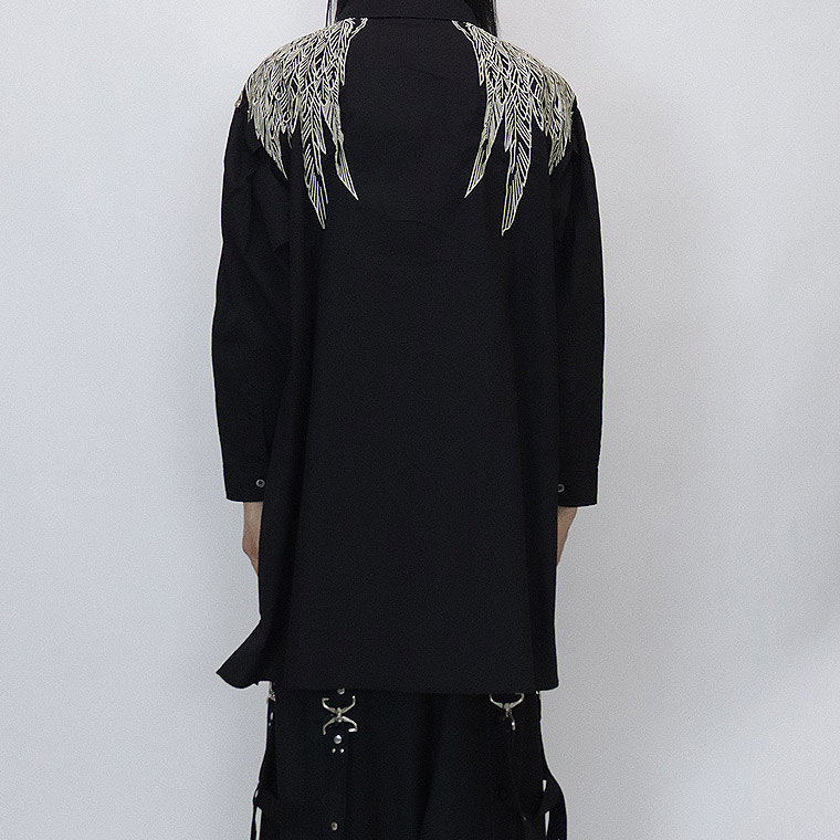 【濁-DAKU-】CROW総刺繍ロング丈シャツ