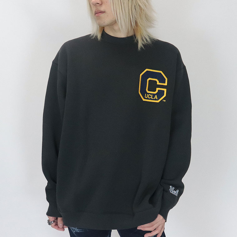 最終SALE【UCLA】ワッペン刺繍キャラクターロゴ裏起毛長袖トレーナー(アメカジ・サーフ系)