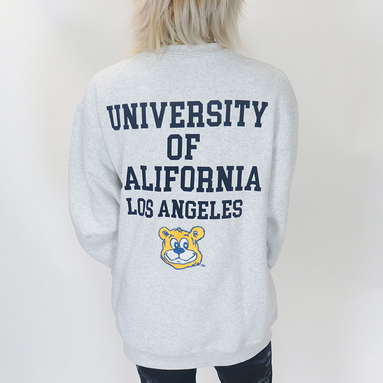 最終SALE【UCLA】ワッペン刺繍キャラクターロゴ裏起毛長袖トレーナー(アメカジ・サーフ系)