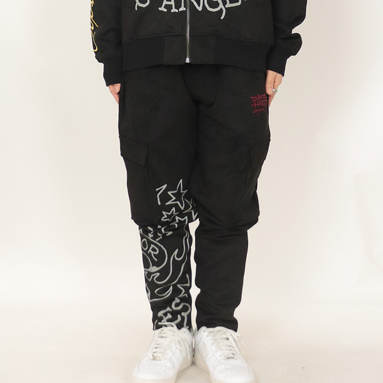 【Ed Hardy】刺繍プリント起毛プレーティングパンツ