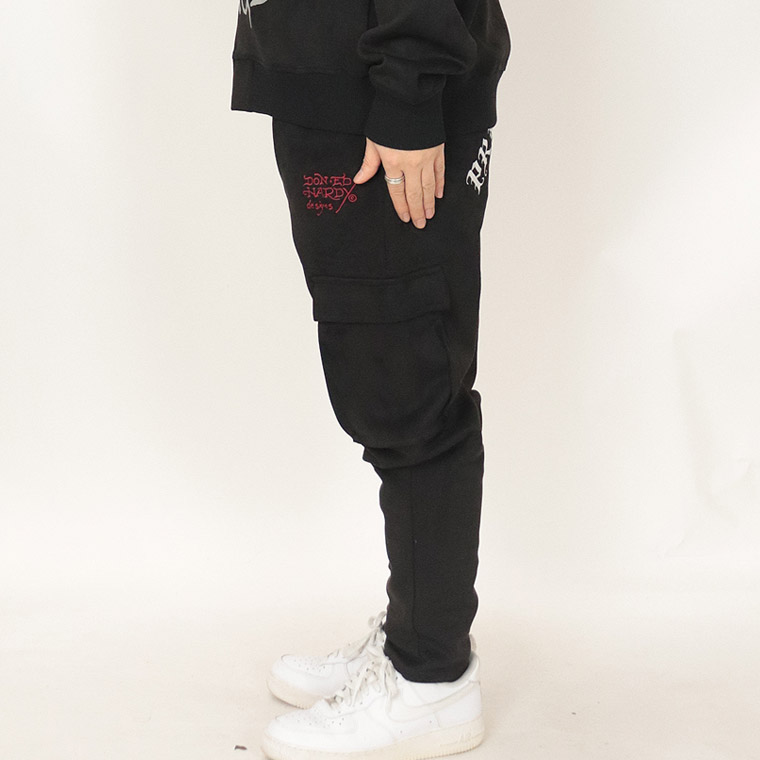 【Ed Hardy】刺繍プリント起毛プレーティングパンツ